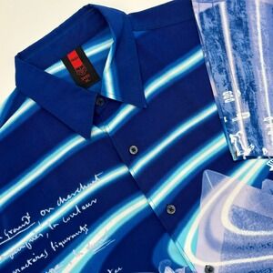 Taiga Egyptian Pharaoh Graphic Print Button‎ Up Shirt Mens XL Short Sleeve Y2K
